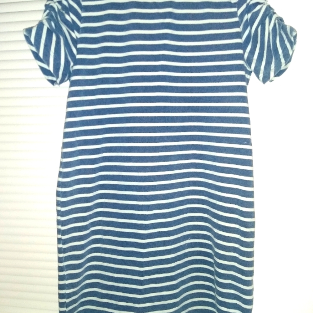Woman dress size large blue and white stripe cotton